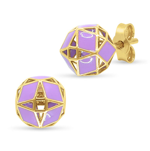 GEOMETRIC SPHERE EARRINGS IN DIAMOND-SHAPE IN 18K YELLOW GOLD