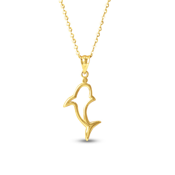 DOLPHIN CUT-OUT NECKLACE PENDANT IN 18K YELLOW GOLD
