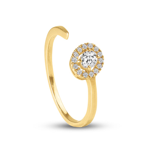 OPEN RING ROUND WITH DIAMOND IN 18K YELLOW GOLD