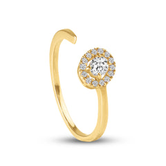 OPEN RING ROUND WITH DIAMOND IN 18K YELLOW GOLD