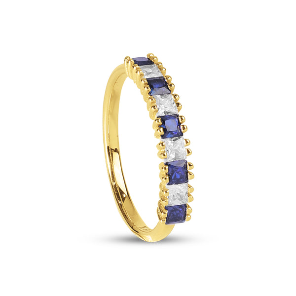 COLORED STONE ETERNITY RING IN 18K YELLOW GOLD