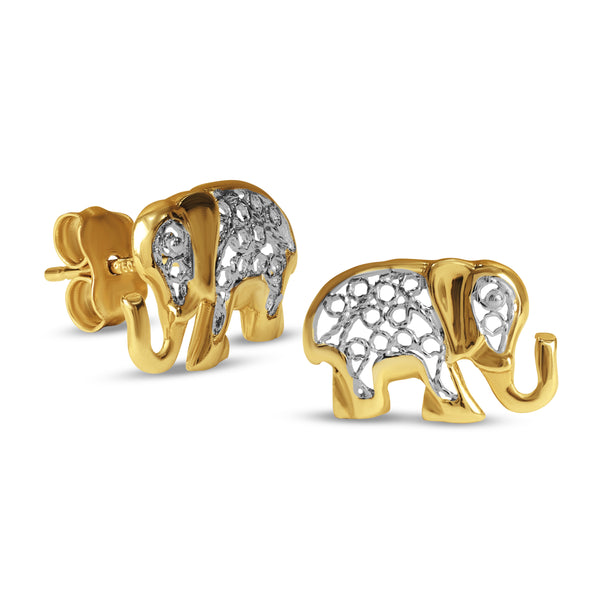 ELEPHANT EARRINGS IN 18K TWO-TONE GOLD