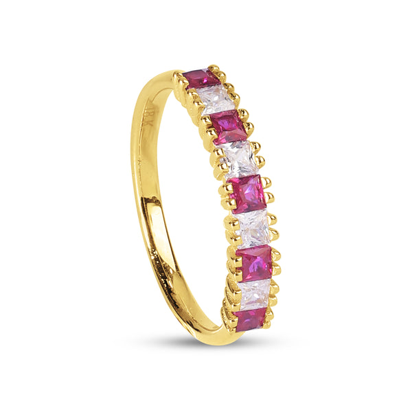 COLORED STONE ETERNITY RING IN 18K YELLOW GOLD