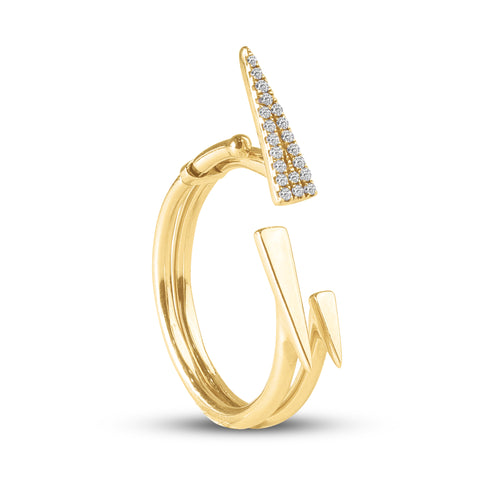 DOUBLE FINGER RING WITH DIAMONDS IN 14K YELLOW GOLD