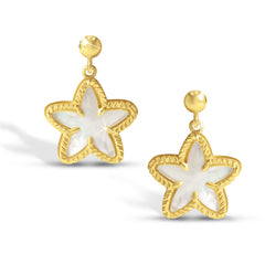 STAR WITH MOTHER OF PEARL EARRINGS IN 14K YELLOW GOLD