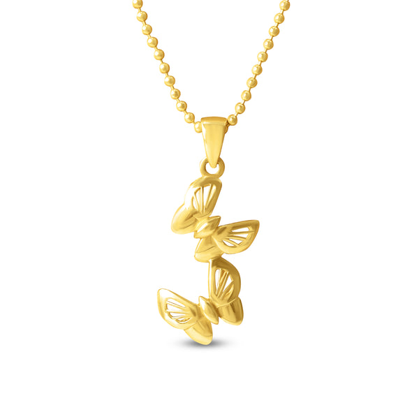 TWO-BUTTERFLIES PENDANT WITH CHAIN IN 18K YELLOW GOLD
