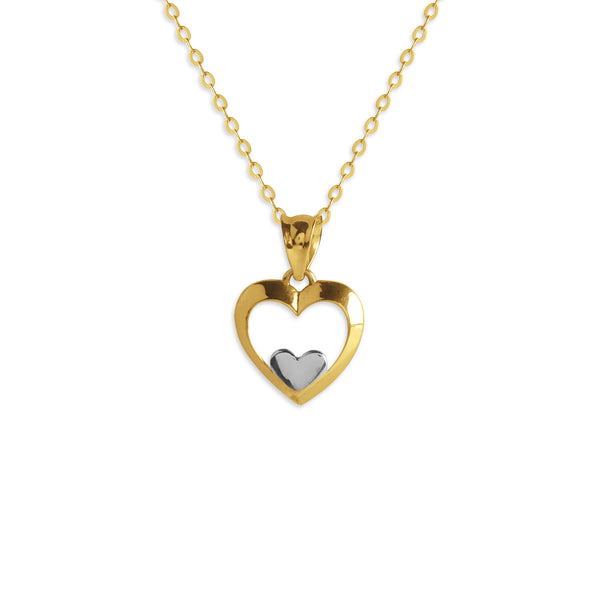 DOUBLE HEART PENDANT WITH CHAIN IN 18K TWO-TONE GOLD