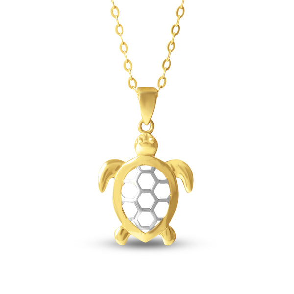 TURTLE PENDANT WITH CHAIN TWO-TONE IN 18K GOLD