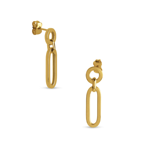 DANGLING OVAL EARRINGS IN 18K YELLOW GOLD