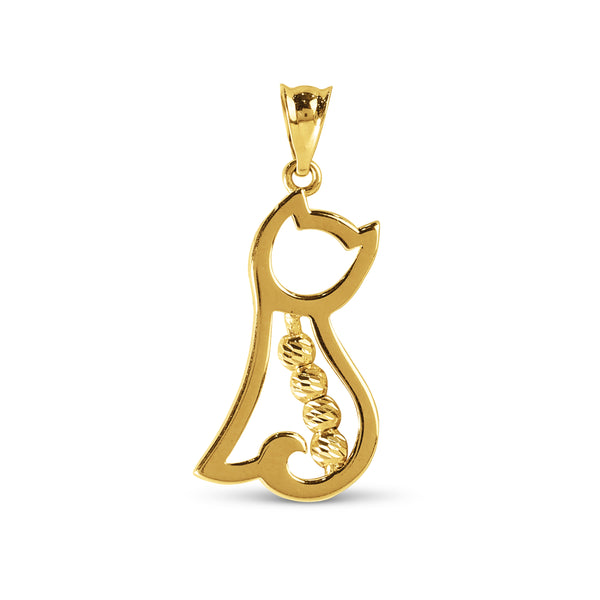 CAT PENDANT WITH BALLS IN 18K YELLOW GOLD