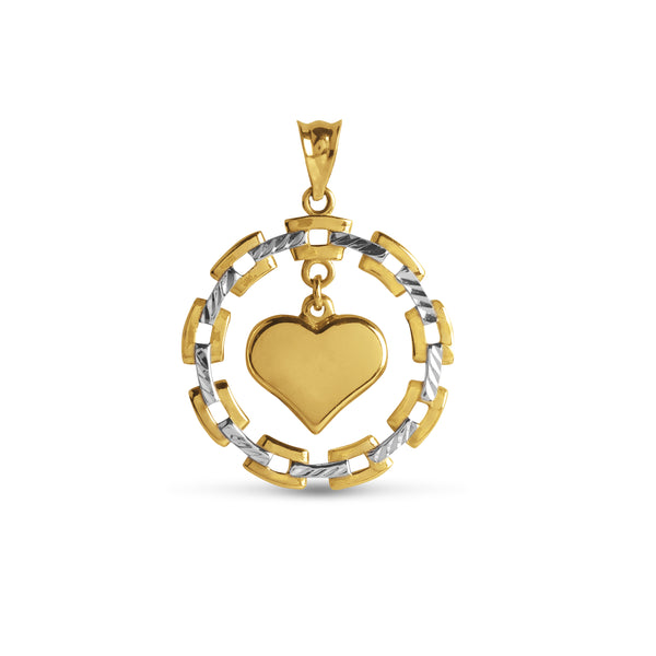 ROUND CHAIN WITH HEART PENDANT IN 18K TWO TONE GOLD