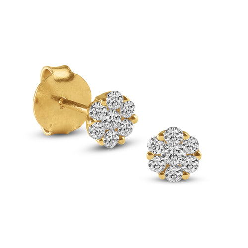 FLOWER DIAMOND EARRINGS IN 18K YELLOW GOLD