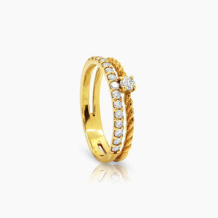 6.1/2 - DIAMOND KNOTTED ROPE LADIES RINGS WITH 16=0.36 / 2.91 CARAT DIAMONDS IN 18K YELLOW GOLD