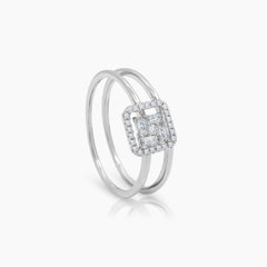 6 1/4" DIAMOND ILLUSION LADIES RINGS WITH 25=0.06 / 4=0.09 / 2.2 CARAT DIAMONDS IN 18K WHITE GOLD