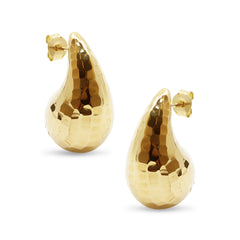 TEXTURED CURVED DRIP EARRINGS IN 18K YELLOW GOLD