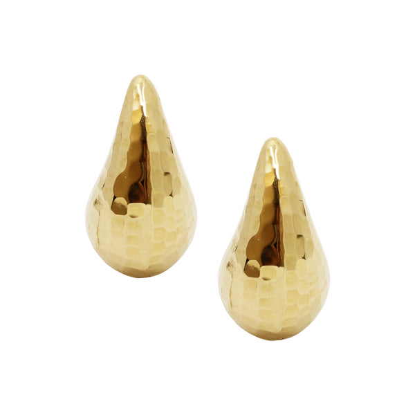 TEXTURED CURVED DRIP EARRINGS IN 18K YELLOW GOLD