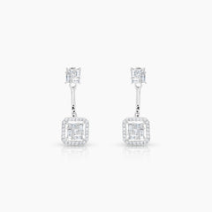 DIAMOND ILLUSION LADIES STUD EARRINGS WITH 52=0.16 / 16=0.35 / 3.X CARAT DIAMONDS IN 18K WHITE GOLD