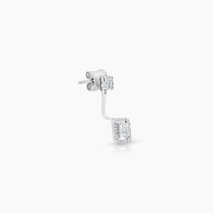 DIAMOND ILLUSION LADIES STUD EARRINGS WITH 52=0.16 / 16=0.35 / 3.X CARAT DIAMONDS IN 18K WHITE GOLD