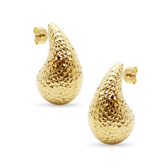 TEXTURED DRIP EARRINGS IN 18K YELLOW GOLD