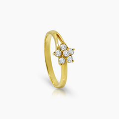 6 1/2" DIAMOND FLOWER LADIES RING AND STUD EARRINGS SET WITH DIAMOND 18=0.606 / 2=.08 / 4.4 CARAT DIAMONDS IN 14K YELLOW GOLD