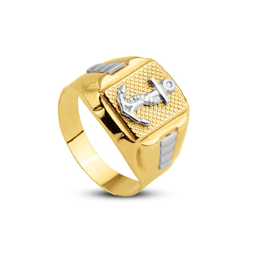 ACHOR MEN'S RING IN 18K TWO TONE GOLD