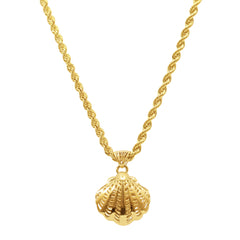 CLASSIC TEXTURED SEASHELL NECKLACE PENDANT IN 18K YELLOW GOLD