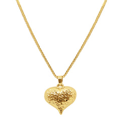 TEXTURED HEART NECKLACE PENDANT IN 18K YELLOW GOLD