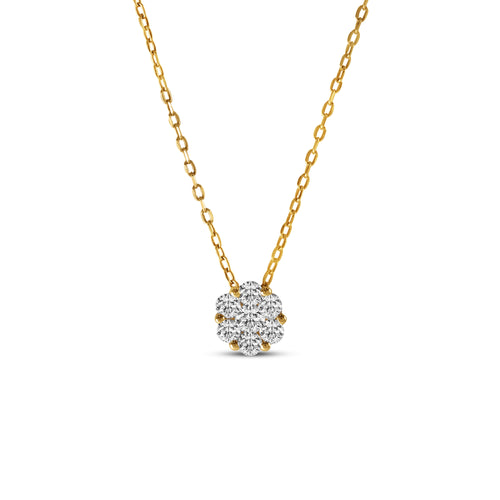 DIAMOND FLOWER NECKLACE IN 18K YELLOW GOLD