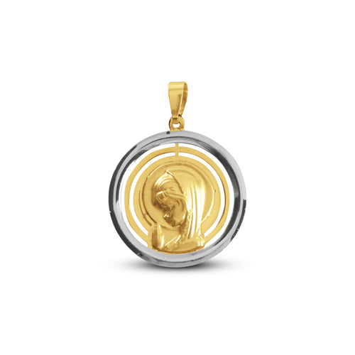 MADONNA PRAYING MEDAL IN 18K TWO-TONE GOLD