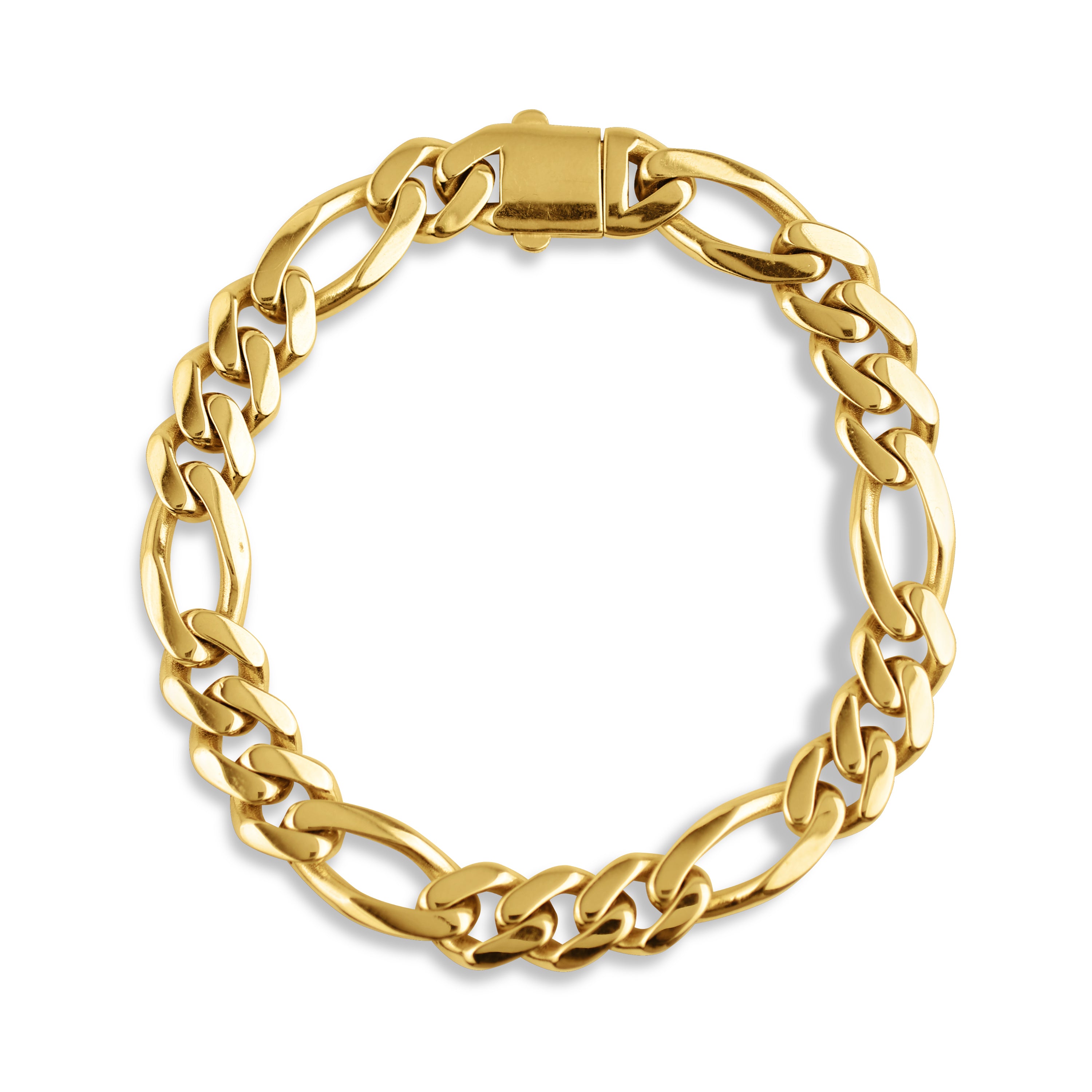 18k Gold 7.0mm Figaro Bracelet 8 Inches | Sarraf.com