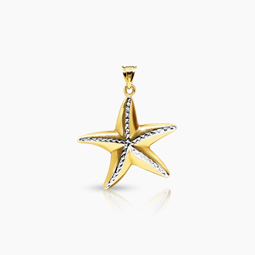 TWO TONE STAR FISH LADIES PENDANT IN (SAUDI) 18K YELLOW AND WHITE GOLD