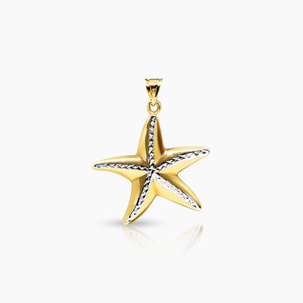 TWO TONE STAR FISH LADIES PENDANT IN (SAUDI) 18K YELLOW AND WHITE GOLD