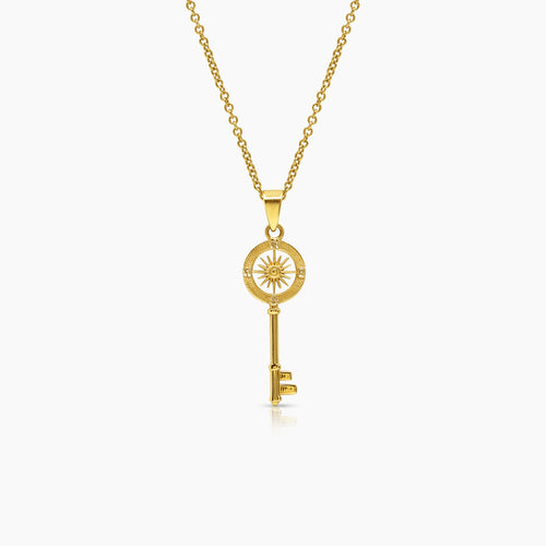 COMPASS KEY LADIES NECKLACE AND PENDANT IN (SAUDI) 18K YELLOW GOLD