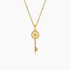 COMPASS KEY LADIES NECKLACE AND PENDANT IN (SAUDI) 18K YELLOW GOLD