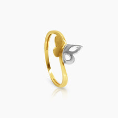 7" TWO TONE BUTTERFLY LADIES RING IN (ITALIAN) 18K YELLOW GOLD