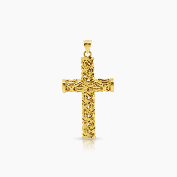 VINE CROSS PENDANT (41 MM)  IN 18K YELLOW GOLD
