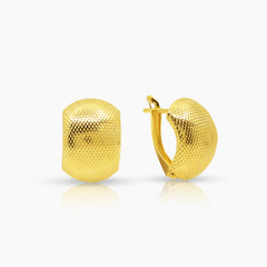 TEXTURED DIAMOND CUT LADIES HOOP EARRINGS IN (SAUDI) 18K YELLOW GOLD