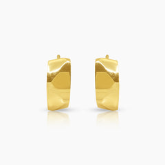 GEOMETRIC DIAMOND CUT LADIES HOOP EARRINGS IN (SAUDI) 18K YELLOW GOLD