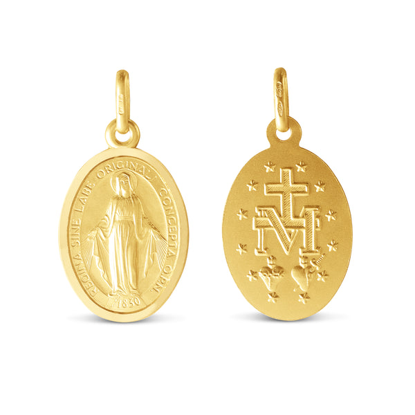 MARY MIRACULOUS MEDAL 18MM IN 18K YELLOW GOLD