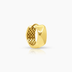 GEOMETRIC DIAMOND CUT LADIES HOOP EARRINGS IN (SAUDI) 18K YELLOW GOLD
