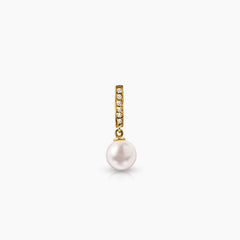 6 1/2" WHITE PEARL LADIES RING AND HOOP EARRINGS SET WITH DIAMOND 22=0.283 / 6.1 / 4.0 CARAT DIAMONDS IN 14K YELLOW GOLD