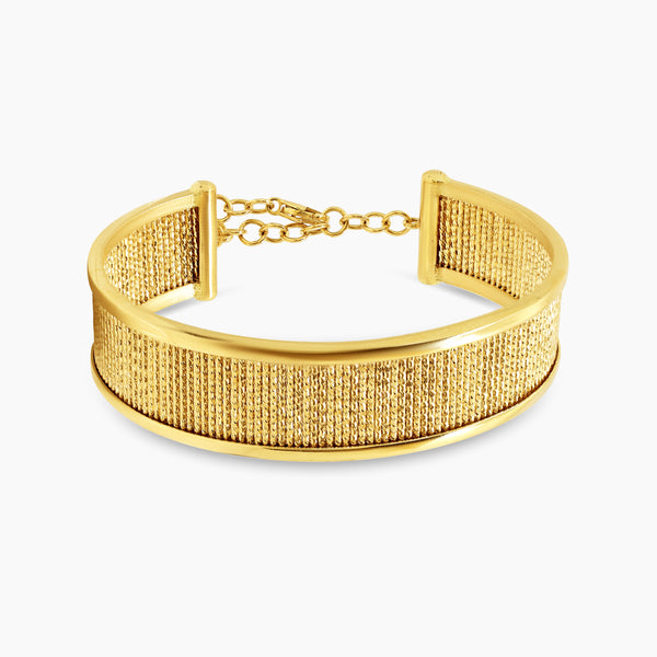 TEXTURED LADIES BANGLE IN (SAUDI) 18K YELLOW GOLD