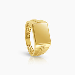 8 1/2" RECTANGULAR SIGNET ENGRAVABLE MENS RING IN (SAUDI) 18K YELLOW GOLD
