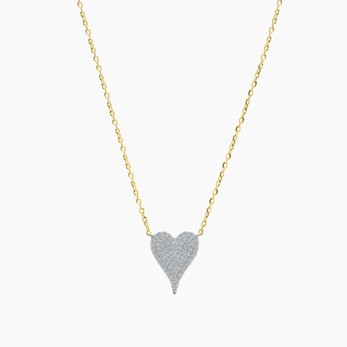 DIAMOND HEART LADIES NECKLACE AND PENDANT WITH 0.26 CARAT DIAMONDS IN 14K YELLOW GOLD