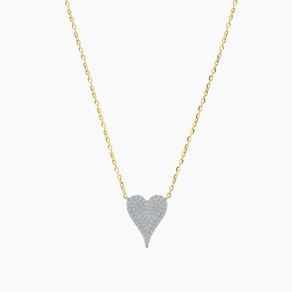 DIAMOND HEART LADIES NECKLACE AND PENDANT WITH 0.26 CARAT DIAMONDS IN 14K YELLOW GOLD