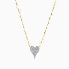 DIAMOND HEART LADIES NECKLACE AND PENDANT WITH 0.26 CARAT DIAMONDS IN 14K YELLOW GOLD