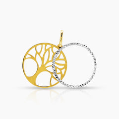 TWO TONE TREE BRANCH LADIES PENDANT (22 MM)  IN (SAUDI) 18K YELLOW AND WHITE GOLD