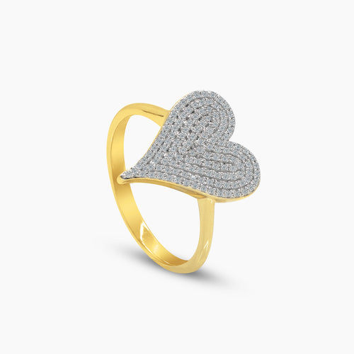 DIAMOND HEART LADIES RINGS WITH 0.26 CARAT DIAMONDS IN 14K YELLOW GOLD