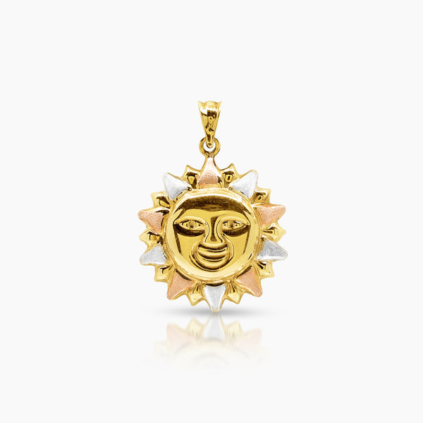 TRI-COLOR SUN PENDANT (25 MM) IN (SAUDI) 18K YELLOW GOLD