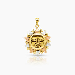 TRI-COLOR SUN PENDANT (25 MM) IN (SAUDI) 18K YELLOW GOLD